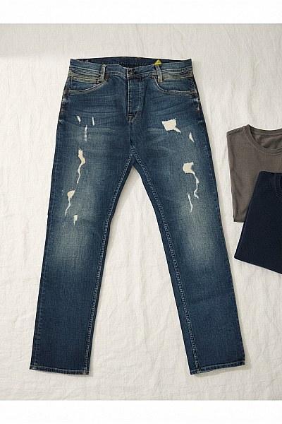 Pepe Jeans Pánské Bavlněné Džíny Rovné S Dírami Velikost W34/L34