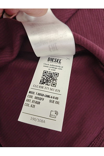 DIESEL Pánské bavlněné tričko s dlouhým rukávem fialové basic Vel. XXL | DIESEL | obrázek 8