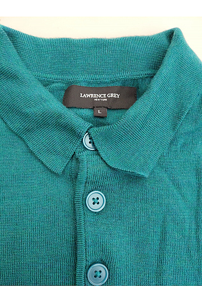 LAWRENCE GREY Pánský vlněný zelený pulovr s límečkem a knoflíky Vel. L | LAWRENCE GREY | obrázek 4