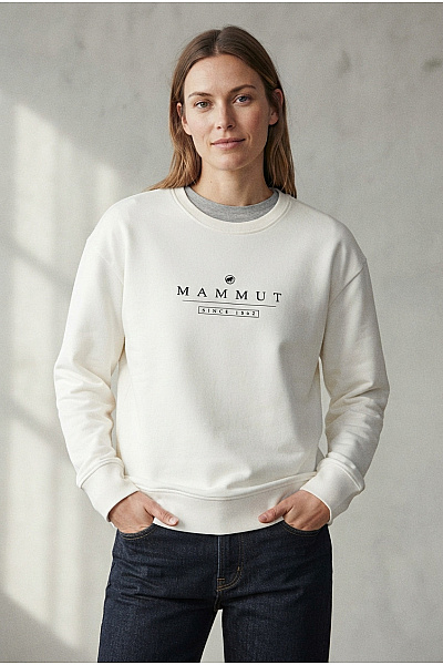 MAMMUT Bílá Bavlněná Mikina S Potiskem Crewneck Vel. EU L