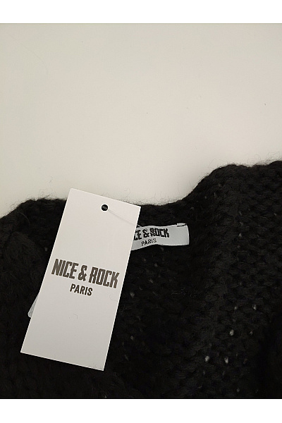 Nice&rock Černý pruhovaný pletený pulovr s výstřihem do V Vel. XL | nice&rock | obrázek 7