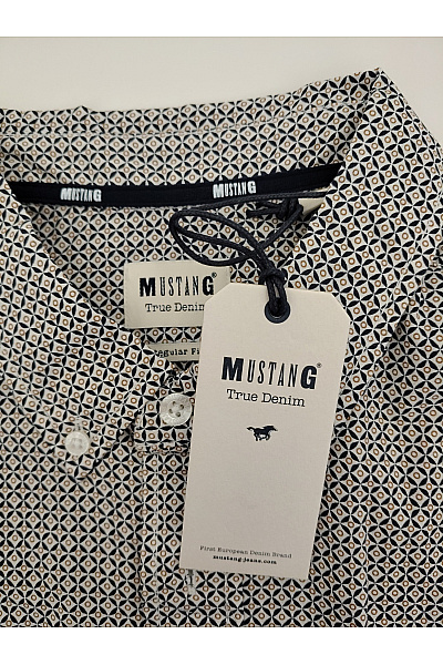 MUSTANG Pánská bavlněná košile s dlouhým rukávem vzorovaná regular fit Vel. M | MUSTANG | obrázek 5