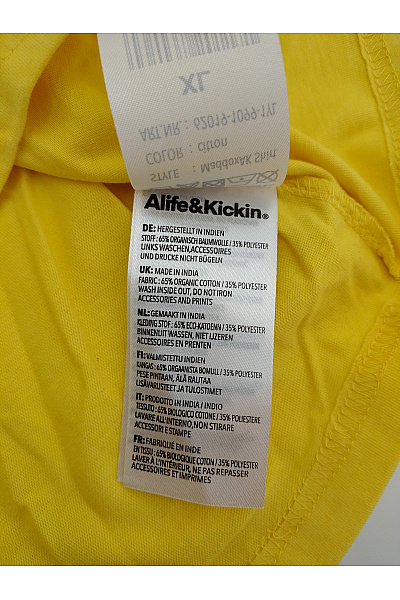 Alife and kickin Žluté bavlněné pánské tričko s krátkým rukávem a kulatým výstřihem basic Velikost XL | alife and kickin | obrázek 4