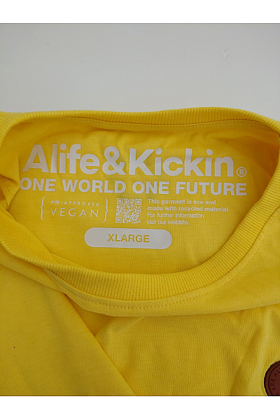 Alife and kickin Žluté bavlněné pánské tričko s krátkým rukávem a kulatým výstřihem basic Velikost XL | alife and kickin | obrázek 5