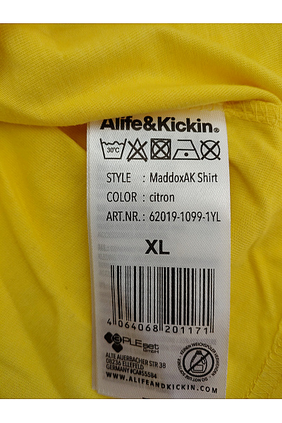 Alife and kickin Žluté bavlněné pánské tričko s krátkým rukávem a kulatým výstřihem basic Velikost XL | alife and kickin | obrázek 6