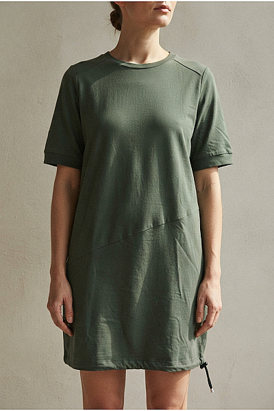 MOE Dámské Khaki Mikinové šaty S Kapsami Vel. XL