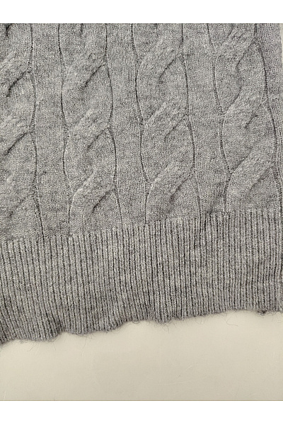 Soft cashmere Šedý pletený kardigan s copánkovým vzorem na knoflíky Velikost M | soft cashmere | obrázek 2