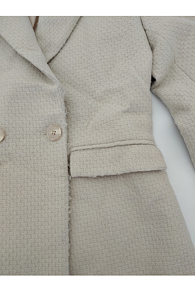 Béžové dvouřadé vypasované sako se strukturou Velikost EU 36 | Unimoda | obrázek 4