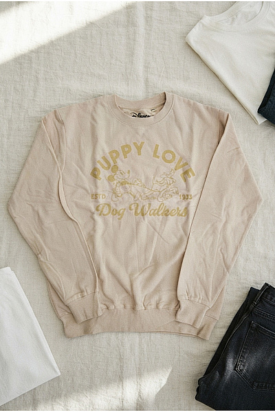 DISNEY Béžová Bavlněná Mikina S Potiskem Crewneck Vintage Vel. 8/S
