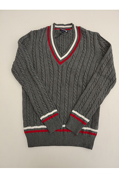 Giorgio Di Mare Šedý bavlněný chlapecký svetr s copánkovým vzorem smart casual Vel. L | Giorgio Di Mare | obrázek 2