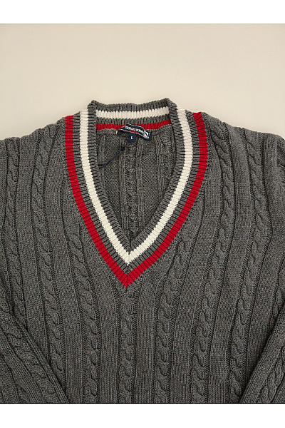 Giorgio Di Mare Šedý bavlněný chlapecký svetr s copánkovým vzorem smart casual Vel. L | Giorgio Di Mare | obrázek 4