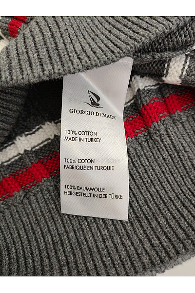 Giorgio Di Mare Šedý bavlněný chlapecký svetr s copánkovým vzorem smart casual Vel. L | Giorgio Di Mare | obrázek 5