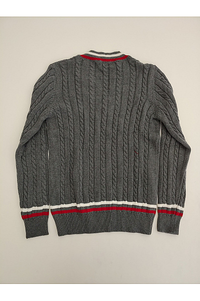 Giorgio Di Mare Šedý bavlněný chlapecký svetr s copánkovým vzorem smart casual Vel. L | Giorgio Di Mare | obrázek 7