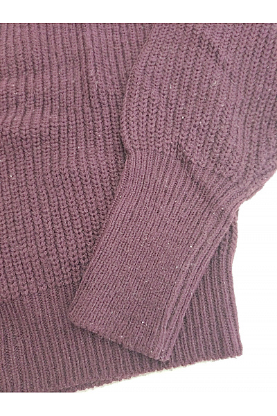 VERO MODA Fialový pletený crop kardigan s výstřihem do V a balonovými rukávy Velikost EU S | VERO MODA | obrázek 3