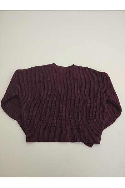 VERO MODA Fialový pletený crop kardigan s výstřihem do V a balonovými rukávy Velikost EU S | VERO MODA | obrázek 5
