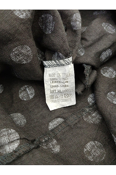 MADE IN ITALY Černobílé lněné puntíkované letní šaty volné Velikost XXL | MADE IN ITALY | obrázek 6