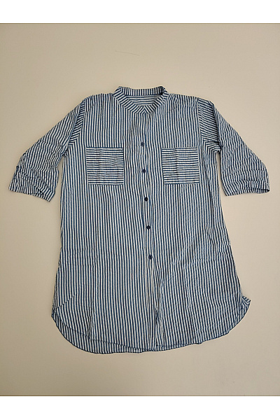 Modré bavlněné košilové šaty pruhované Vel. XXL | Unimoda | obrázek 2