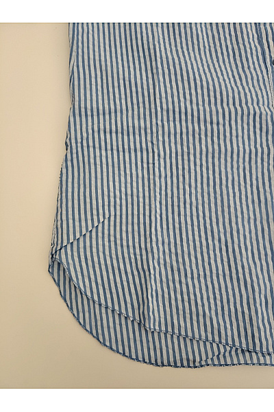 Modré bavlněné košilové šaty pruhované Vel. XXL | Unimoda | obrázek 5