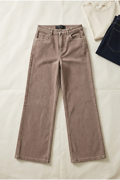 VERO MODA Hnědé Manšestrové široké Kalhoty S Vysokým Pasem Vel. 27/30