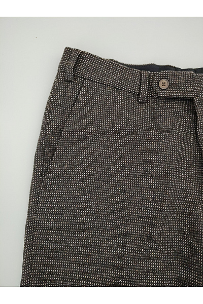 Hnědé vlněné společenské kalhoty s puky Velikost FR 48 | Unimoda | obrázek 5