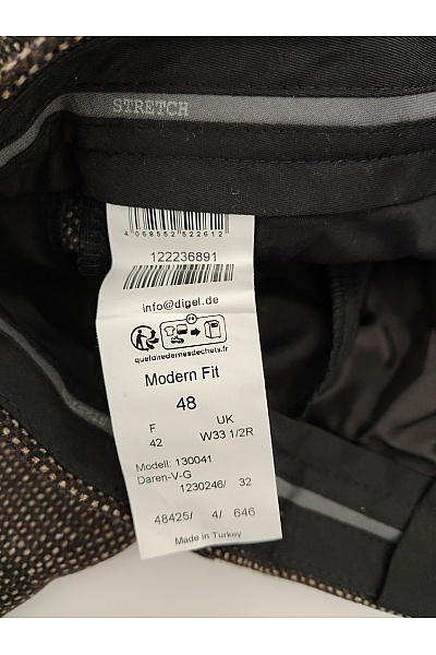 Hnědé vlněné společenské kalhoty s puky Velikost FR 48 | Unimoda | obrázek 7
