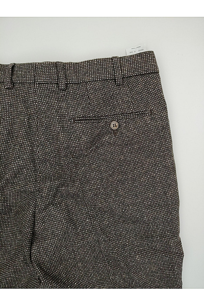 Hnědé vlněné společenské kalhoty s puky Velikost FR 48 | Unimoda | obrázek 9