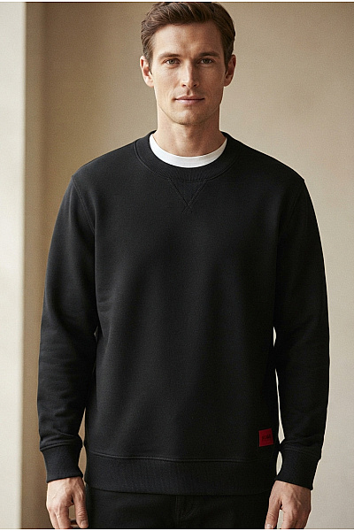 Hugo Boss Černý Bavlněný Pánský Pulovr Přes Hlavu Basic Velikost XL