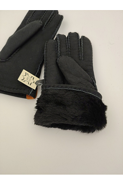 Černé luxusní kožešinové rukavice smart casual Vel. EU 7 | Unimoda | obrázek 5