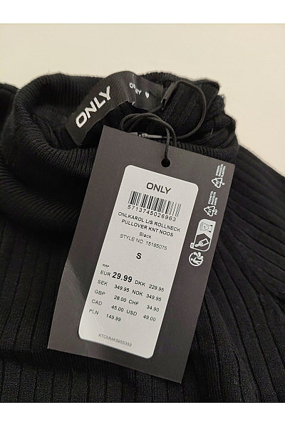 ONLY Dámský černý žebrovaný rolák basic Velikost S | ONLY | obrázek 5