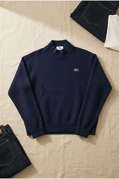 LACOSTE Dámský Vlněný Rolák Tmavě Modrý Basic Vel. 34