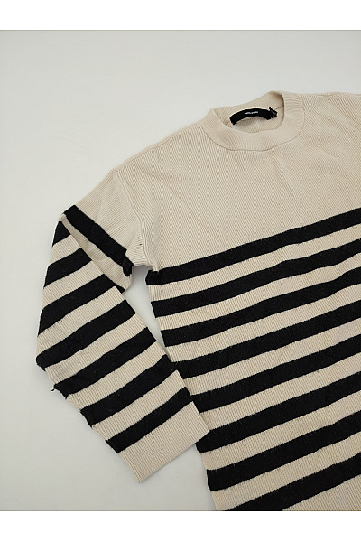 VERO MODA Béžový pruhovaný pletený pulovr s dlouhým rukávem Vel. EU XS | VERO MODA | obrázek 4