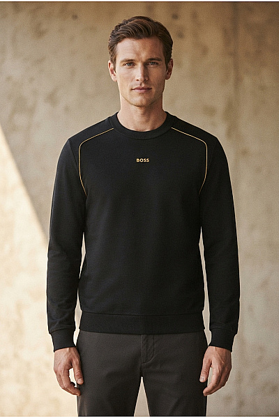 Hugo Boss Černý Bavlněný Pulovr Přes Hlavu Basic Vel. L