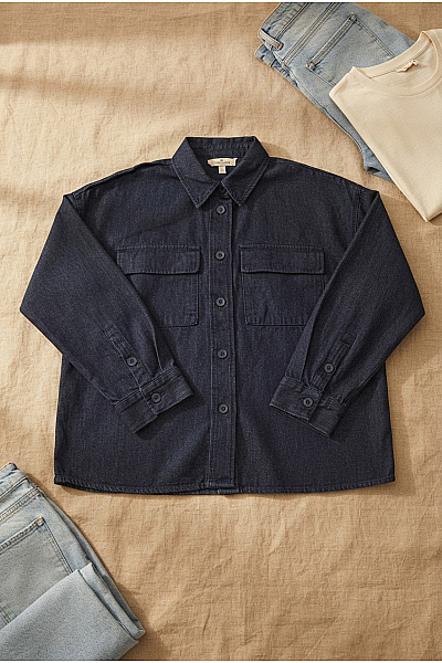 TOM TAILOR Dámská Bavlněná Riflová Košile S Dlouhým Rukávem Oversized Vel. 38