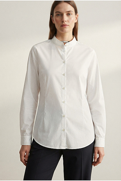 Luis Trenker Bílá Bavlněná Dámská Košile Se Stojáčkem Slim Fit Vel. XL