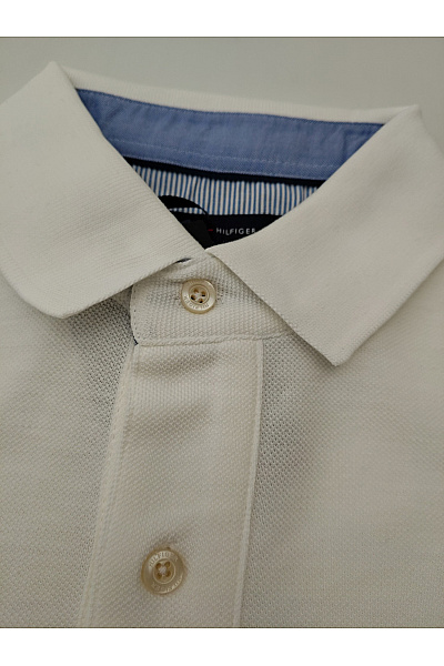 TOMMY HILFIGER Bílé bavlněné polo tričko s krátkým rukávem basic | TOMMY HILFIGER | obrázek 5