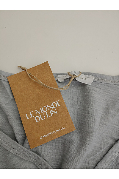LE MONDE DU LIN Dámské šedé bavlněné tričko s dlouhým rukávem a knoflíky Vel. M/L | LE MONDE DU LIN | obrázek 6