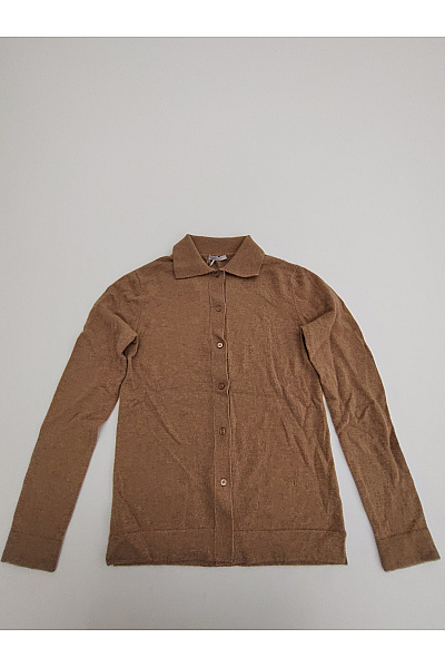 MAX TONSO CASHMERE Dámský Hnědý Vlněný Propínací Svetr S Límečkem Vel. S