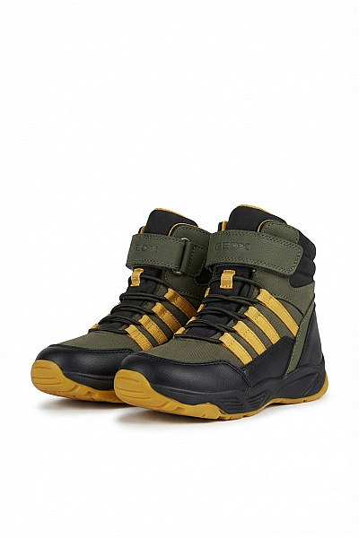 GEOX Dětské Khaki Kotníkové Sportovní Boty Na Suchý Zip Velikost 36