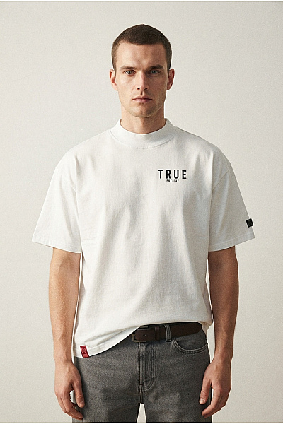 Trueprodigy Bílé Bavlněné Tričko S Krátkým Rukávem A Nápisem Oversize Vel. XL
