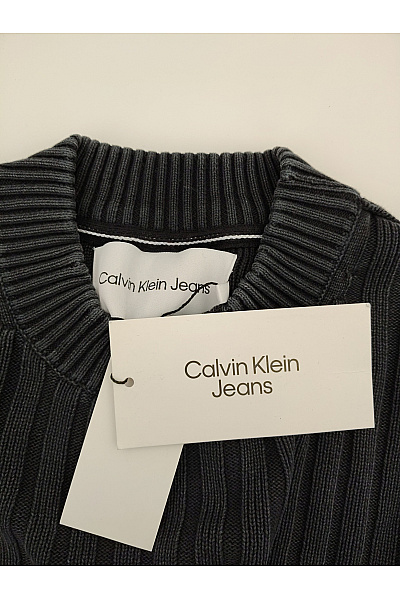 Calvin Klein Černý pánský pletený žebrovaný pulovr přes hlavu Velikost M | Calvin Klein | obrázek 5