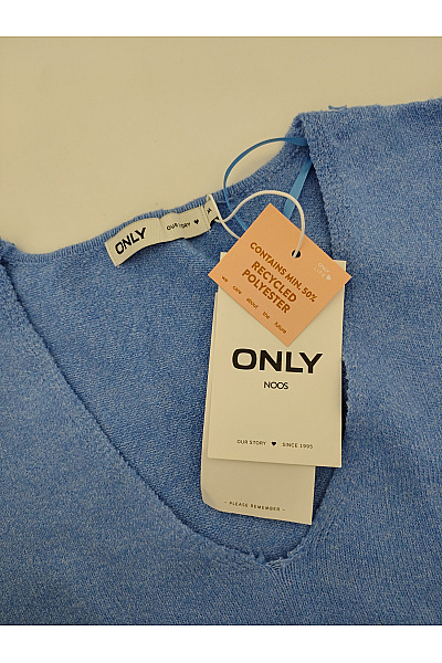 ONLY Modrý dámský pletený pulovr s výstřihem do V Velikost M | ONLY | obrázek 6