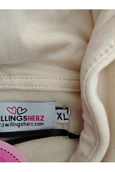 Zwillingsherz Béžová bavlněná dámská mikina s kapucí a potiskem Velikost XL | Zwillingsherz | obrázek 7
