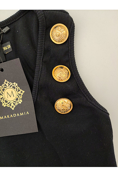 Makadamia Černé bavlněné maxi šaty na ramínka žebrované elegantní Velikost EU 36/38 | Makadamia | obrázek 4