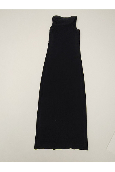 Makadamia Černé bavlněné maxi šaty na ramínka žebrované elegantní Velikost EU 36/38 | Makadamia | obrázek 9