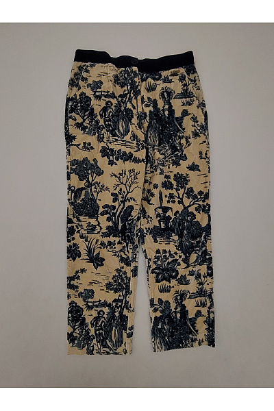 Luis Trenker Béžové bavlněné kalhoty s potiskem vintage boho Velikost IT 42 | Luis Trenker | obrázek 2