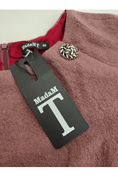 MADAME T Hnědé úpletové šaty s krátkým rukávem a kapsami Velikost EU 54 | MADAME T | obrázek 4