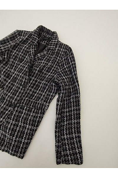 BRAVE SOUL Černobílé tvídové dvouřadé sako elegantní business Vel. EU 44 | BRAVE SOUL | obrázek 4