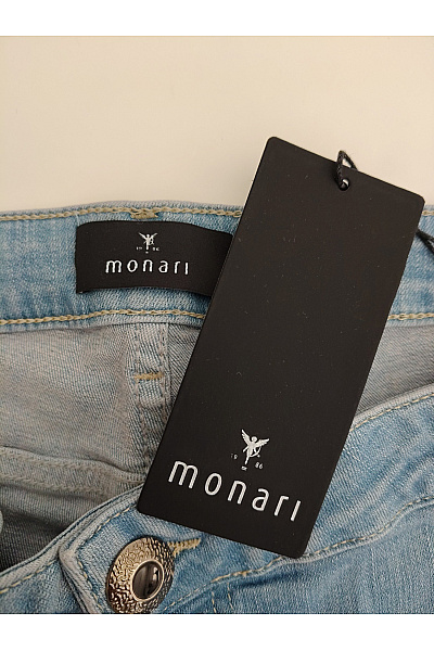 Monari Dámské modré bavlněné džíny s kapsami a roztřepenými nohavicemi Velikost DE 42 | monari | obrázek 6