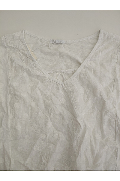 PUMALIO Bílá halenka s výstřihem do V puntíkovaná volná letní Vel. XL/XXL | PUMALIO | obrázek 4