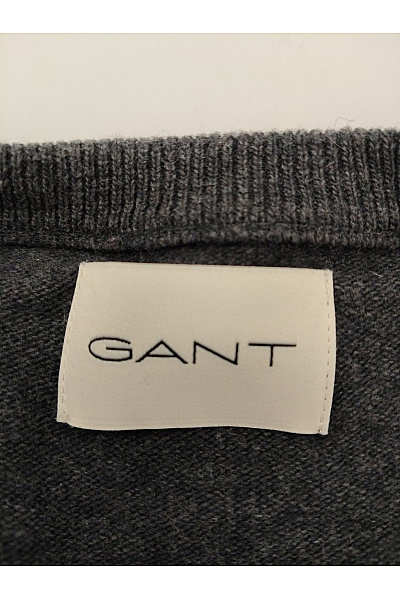 GANT Šedý vlněný pulovr s výstřihem do V basic Velikost M | GANT | obrázek 6
